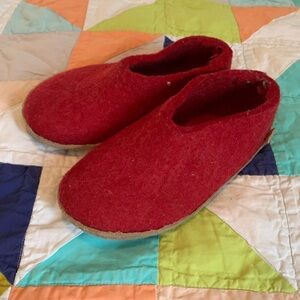 Glerup Kids Red Wool Slippers